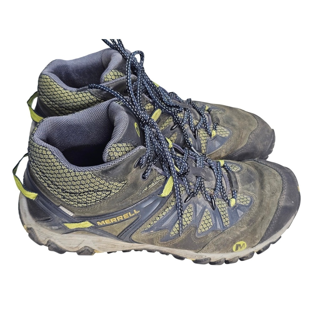 Merrell All Out Blaze Mid Waterproof Hiking Boots Mens 11 Moss Navy Vibram